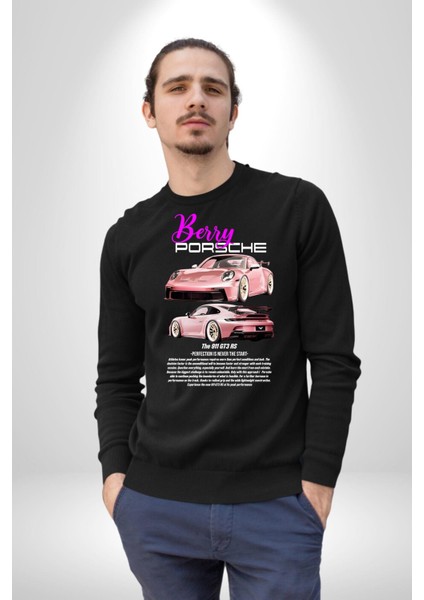 Berry Porsche 911 Gt3 Rs Kadın Erkek Siyah Sweatshirt