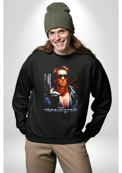 The Terminatör Film Kadın Erkek Siyah Sweatshirt