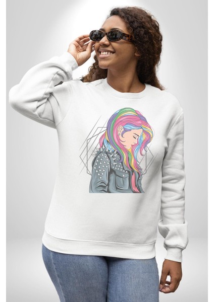 Metal Müzik Çeket Kadın Erkek Beyaz Baskılı Sweatshirt modelleri