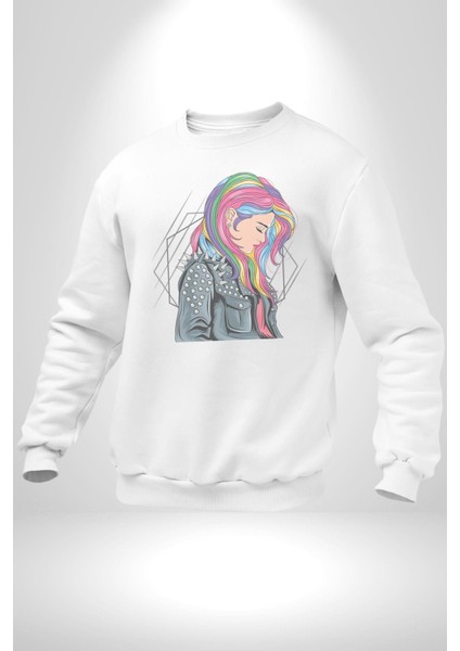 Metal Müzik Çeket Kadın Erkek Beyaz Baskılı Sweatshirt fırsatları
