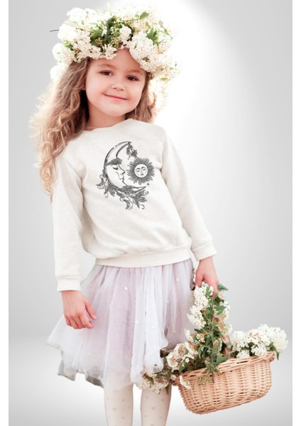 Ay Güneş Astroloji Aşk Estetik Kadın Erkek Beyaz Baskılı Sweatshirt fırsatları