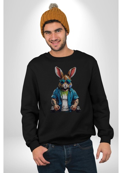 Halter Spor Güneş Gözlüüğü Tavşan Kadın Erkek Siyah Baskılı Sweatshirt fırsatları