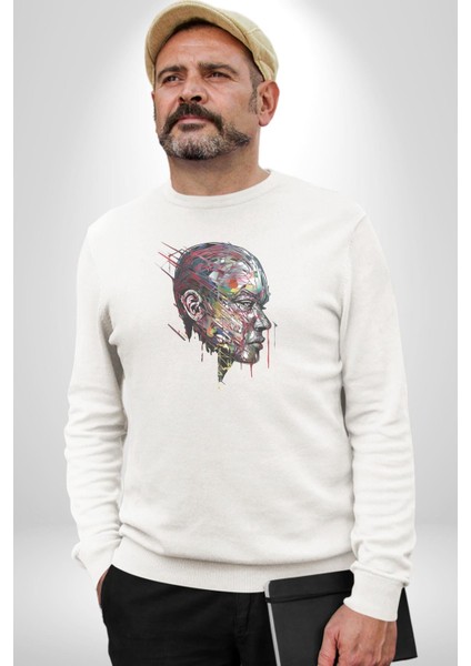 Çiçekli Goril Doğa Kadın Erkek Beyaz Baskılı Sweatshirt fiyatları