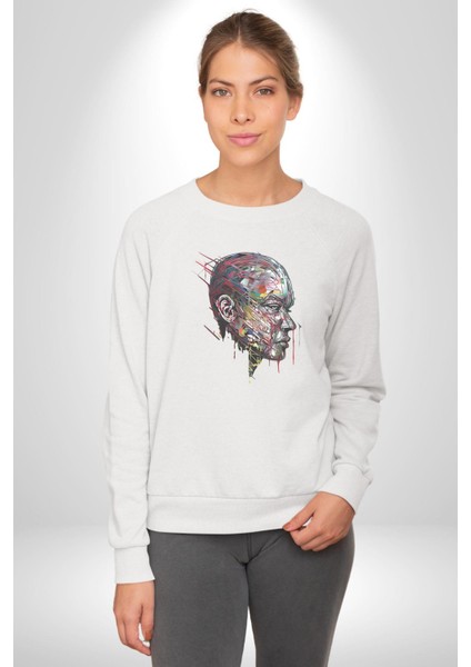 Çiçekli Goril Doğa Kadın Erkek Beyaz Baskılı Sweatshirt indirimleri