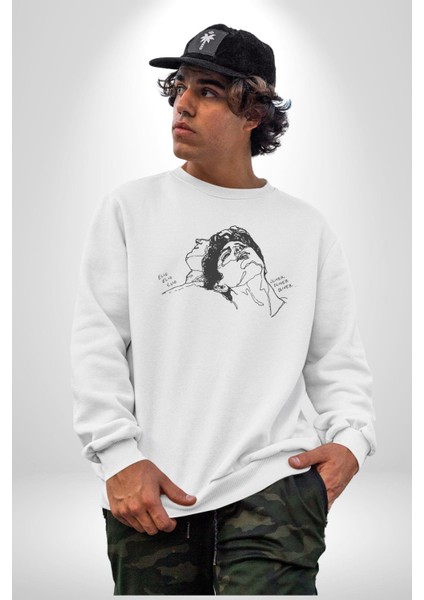 Elio ve Oliver Call Me By Your Name Kadın Erkek Beyaz Baskılı Sweatshirt indirimleri