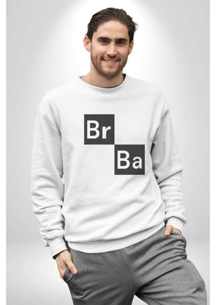 Br Ba Kimya Breaking Bad Kadın Erkek Beyaz Baskılı Sweatshirt