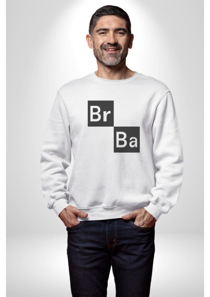 Br Ba Kimya Breaking Bad Kadın Erkek Beyaz Baskılı Sweatshirt