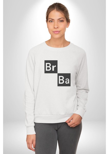 Br Ba Kimya Breaking Bad Kadın Erkek Beyaz Baskılı Sweatshirt