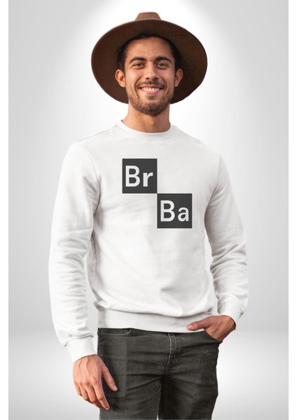 Br Ba Kimya Breaking Bad Kadın Erkek Beyaz Baskılı Sweatshirt