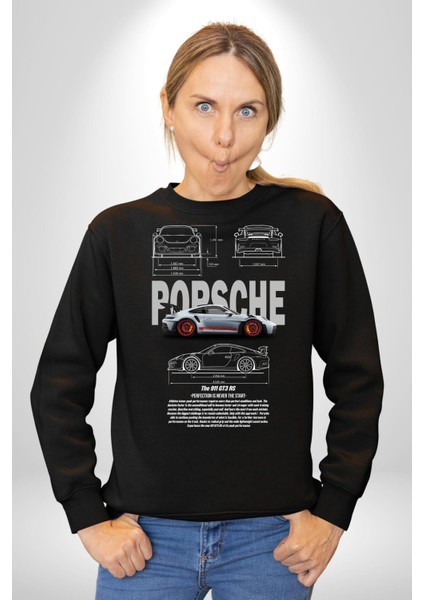 Porsche 911 Gt3 Rs Kadın Erkek Siyah Sweatshirt