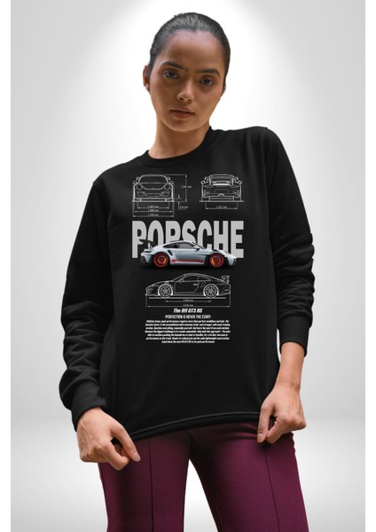 Porsche 911 Gt3 Rs Kadın Erkek Siyah Sweatshirt