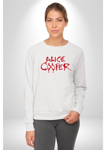 Alice Cooper Rock Solist Metalin Babası From The Inside Içeriden 1978 Kadın Erkek Beyaz Sweatshirt fiyatları