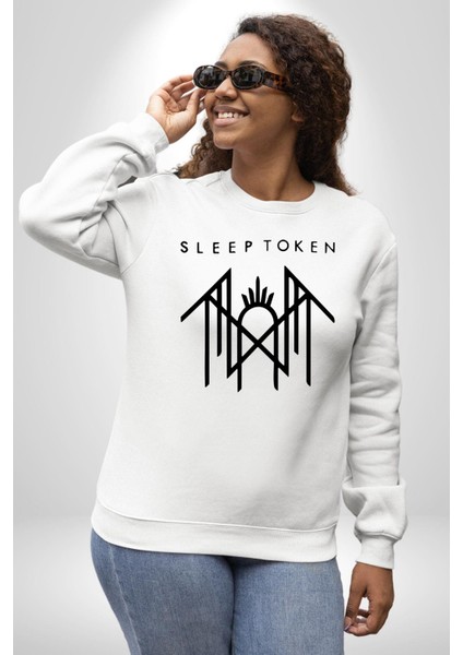 Sleep Token Kadın Erkek Beyaz Sweatshirt