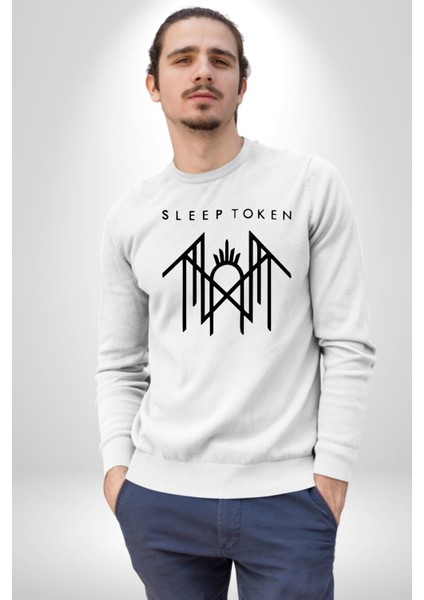 Sleep Token Kadın Erkek Beyaz Sweatshirt