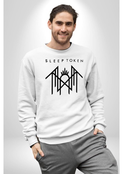 Sleep Token Kadın Erkek Beyaz Sweatshirt