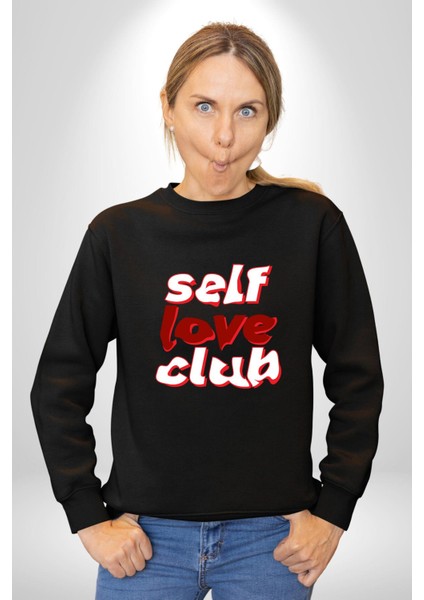 Kendini Sevme Kulübü Sokak Stili Kadın Erkek Siyah Sweatshirt modelleri