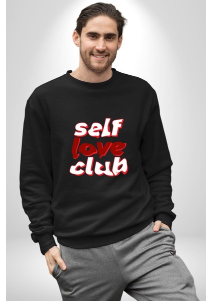 Kendini Sevme Kulübü Sokak Stili Kadın Erkek Siyah Sweatshirt fırsatları
