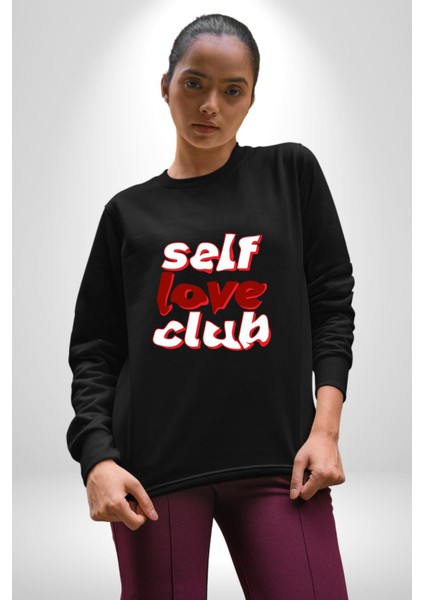 Kendini Sevme Kulübü Sokak Stili Kadın Erkek Siyah Sweatshirt indirimleri