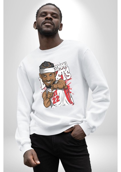 Jimmy Butler Basketbol Kadın Erkek Beyaz Sweatshirt