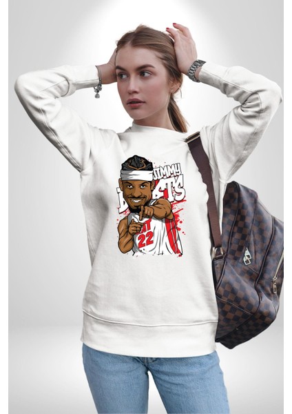 Jimmy Butler Basketbol Kadın Erkek Beyaz Sweatshirt fiyatları