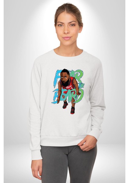 Sakaldan Korkmak Yazılı Basketbol James Harden Star Kadın Erkek Beyaz Sweatshirt fırsatları