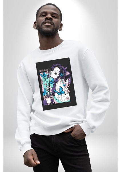 Shinobu Kocho Demon Slayer Kadın Erkek Beyaz Sweatshirt fiyatları