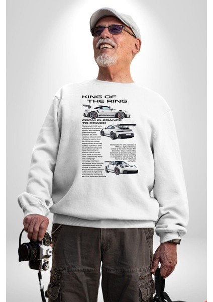 Porsche 911 Gt3 Rs  Kadın Erkek Beyaz Sweatshirt