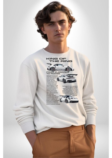 Porsche 911 Gt3 Rs  Kadın Erkek Beyaz Sweatshirt