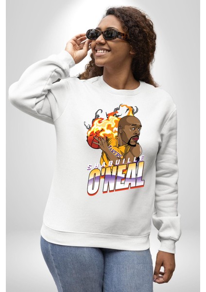 Basketbol Shaquille Oneal Star Ateş Topu Kadın Erkek Beyaz Sweatshirt fiyatları
