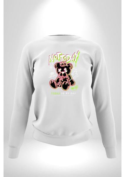 Bugün Değil Kadın Erkek Beyaz Sweatshirt