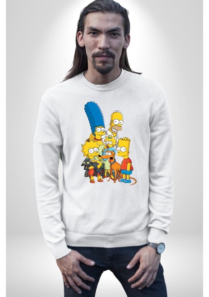 The Simpsons  Kadın Erkek Beyaz Sweatshirt