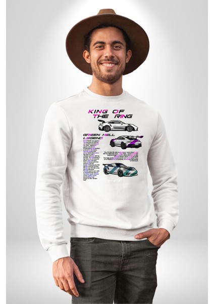 Porsche 911 Gt 3 Rs Kadın Erkek Beyaz Sweatshirt