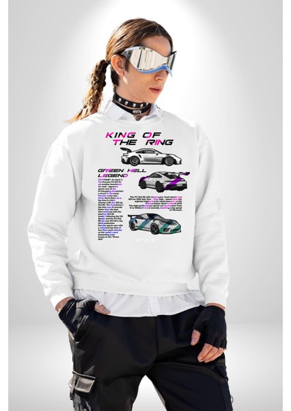 Porsche 911 Gt 3 Rs Kadın Erkek Beyaz Sweatshirt