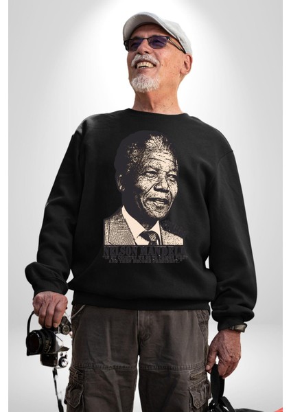 Nelson Mandela Kadın Erkek Siyah Sweatshirt