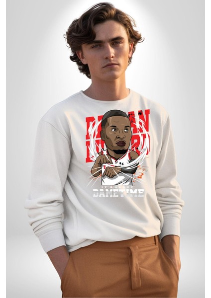 Basketbol Oyun Zamanı Kadın Erkek Beyaz Sweatshirt