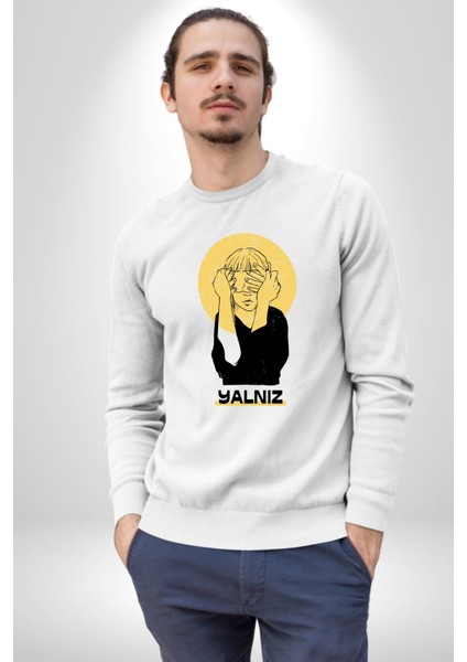 Yalnız Kadına Şiddete Hayır Kadın Erkek Beyaz Sweatshirt fırsatları