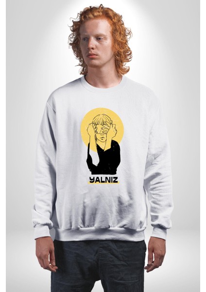 Yalnız Kadına Şiddete Hayır Kadın Erkek Beyaz Sweatshirt indirimleri
