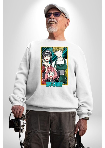 Spy x Family Anime Özel Tasarım Kadın Erkek Beyaz Sweatshirt