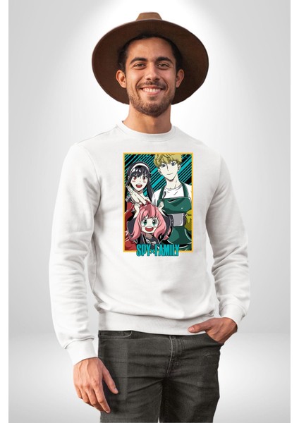 Spy x Family Anime Özel Tasarım Kadın Erkek Beyaz Sweatshirt