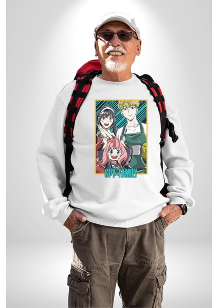 Spy x Family Anime Özel Tasarım Kadın Erkek Beyaz Sweatshirt