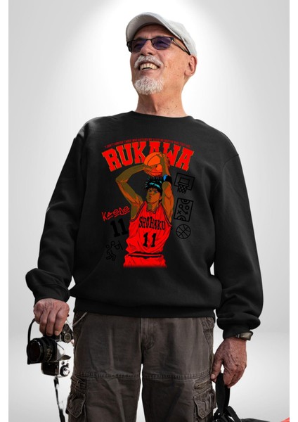 Rukawa Kaede Anime Basketbol Karakteri Kadın Erkek Siyah Sweatshirt fiyatları