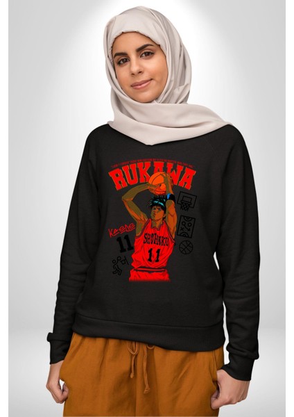 Rukawa Kaede Anime Basketbol Karakteri Kadın Erkek Siyah Sweatshirt fırsatları