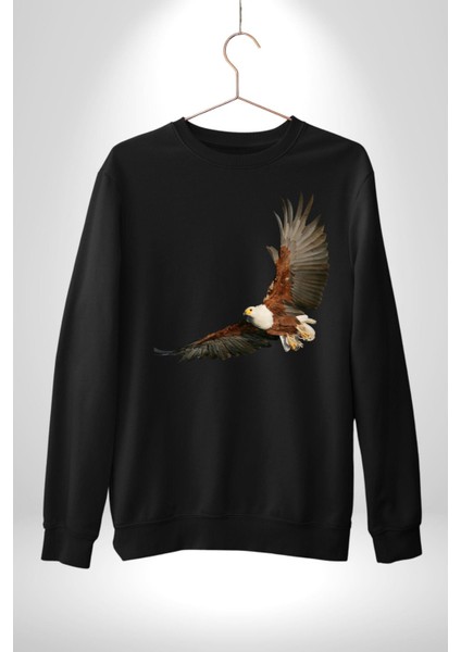 Kartal Özgürlük Kadın Erkek Siyah Sweatshirt