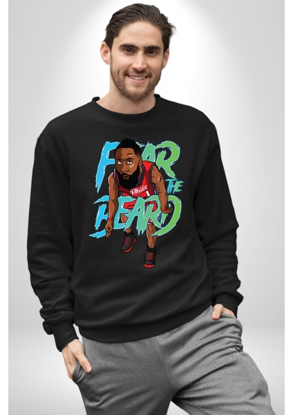 Sakaldan Korkmak Yazılı Basketbol James Harden Star Kadın Erkek Siyah Sweatshirt fiyatları