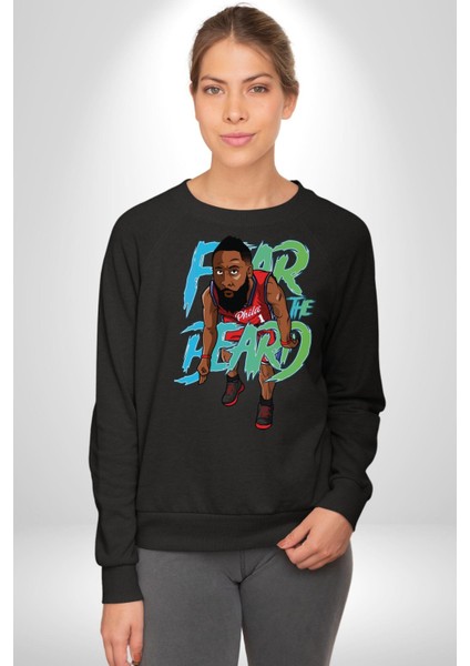 Sakaldan Korkmak Yazılı Basketbol James Harden Star Kadın Erkek Siyah Sweatshirt indirimleri
