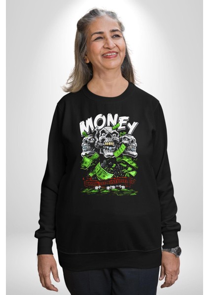 Dolar Kurukafa Kadın Erkek Siyah Sweatshirt modelleri
