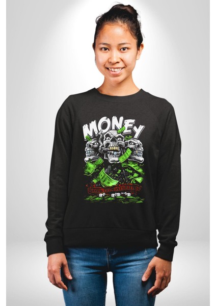 Dolar Kurukafa Kadın Erkek Siyah Sweatshirt fırsatları