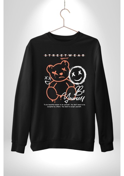 Yükseliş Için Kendin Ol Kadın Erkek Siyah Sweatshirt
