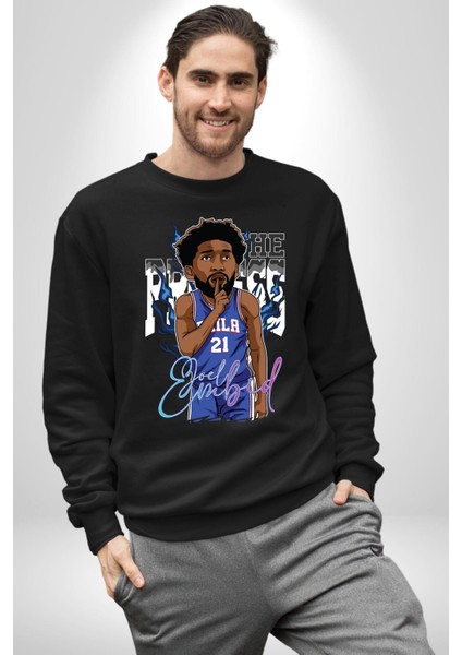 Joel Embiid Basketbol Philadelphia  Kadın Erkek Siyah Sweatshirt