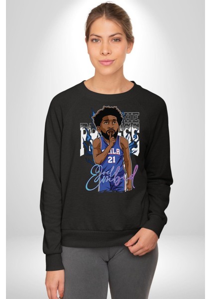 Joel Embiid Basketbol Philadelphia  Kadın Erkek Siyah Sweatshirt